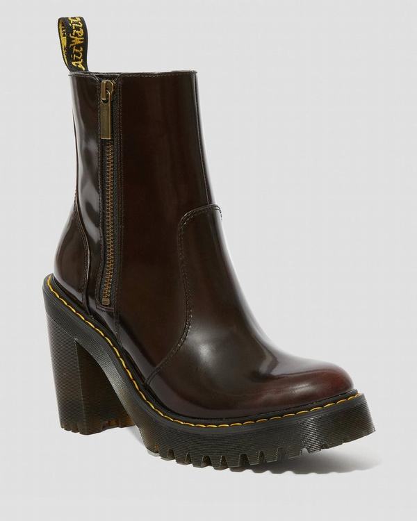 Dr Martens Dámské Boty Na Vysokém Podpatku Magdalena Ii Arcadia Červené, CZ-178023